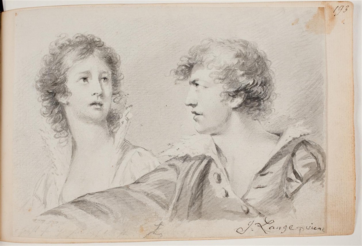 Portrett av en kvinne og en mann (Ophelia og selvportrett som Hamlet?) av Joseph Lange