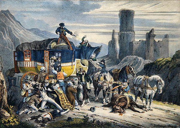 "Penger eller ditt liv" av Joseph Louis Hippolyte (after) Bellange