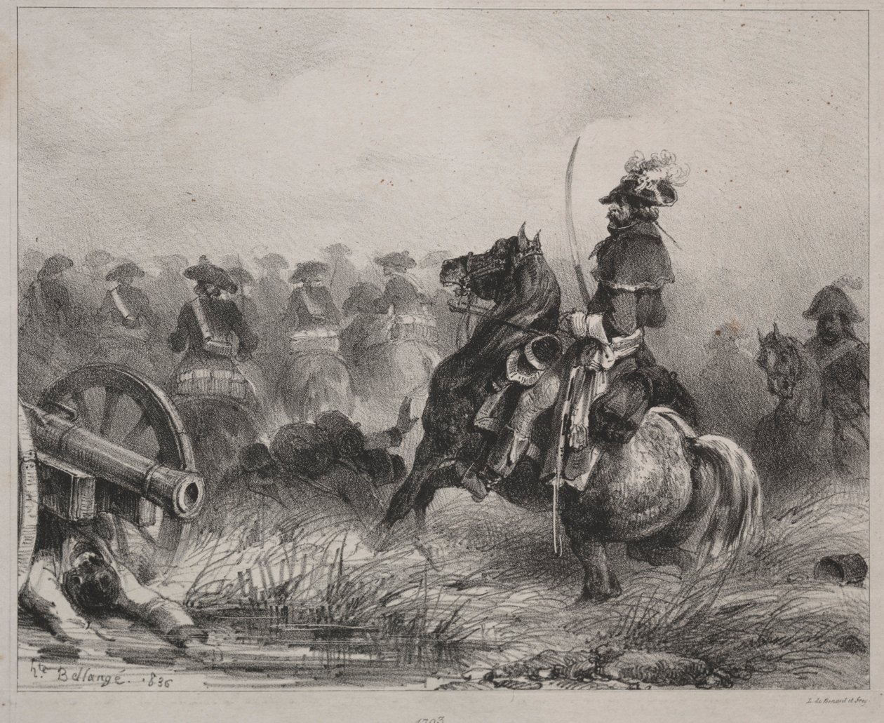 Kavaleriscene, 1836. av Joseph Louis Hippolyte Bellange
