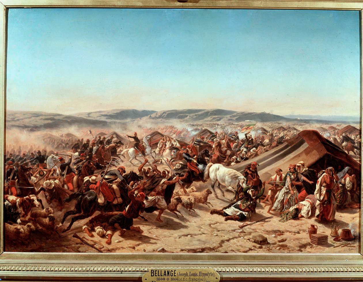 Erobringen av Algerie (1830-1847): "" Fangst av Smalah (Smala) av Abd el Kader (Abd-el-Kader eller ibn Muhyi al-Din al-Hasani (al Din al-Hasani) (1807-1883) av hertugen av Aumale i Taguin av Joseph Louis Hippolyte Bellange