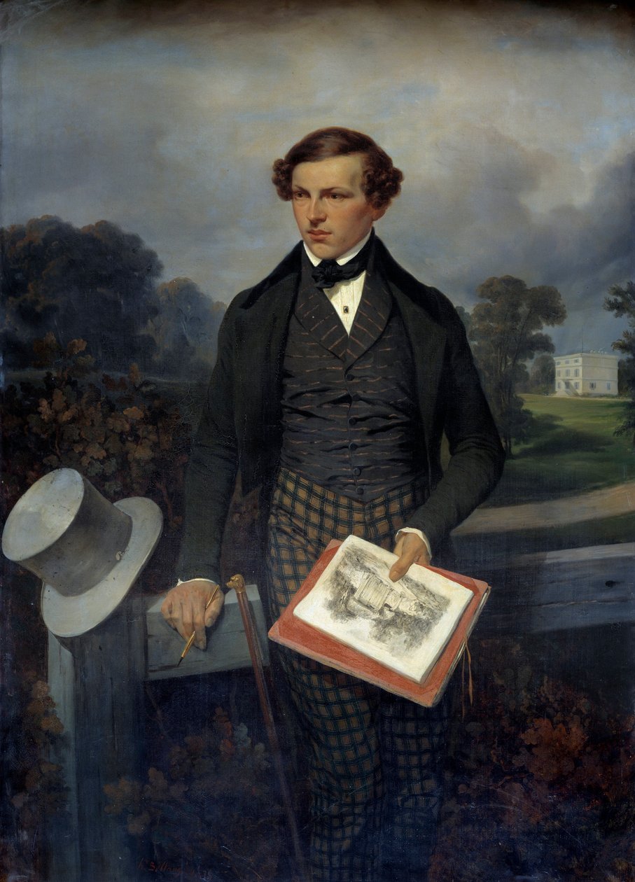Portrett av Gustave de Maupassant, far til forfatteren. Maleri av Joseph Louis Hippolyte Bellange (1800-1866) av Joseph Louis Hippolyte Bellange