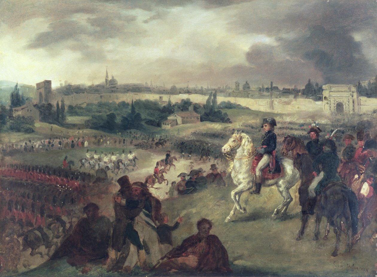 Napoleon Bonapartes (1769-1821) inntog i Milano i 1796 av Joseph Louis Hippolyte Bellange