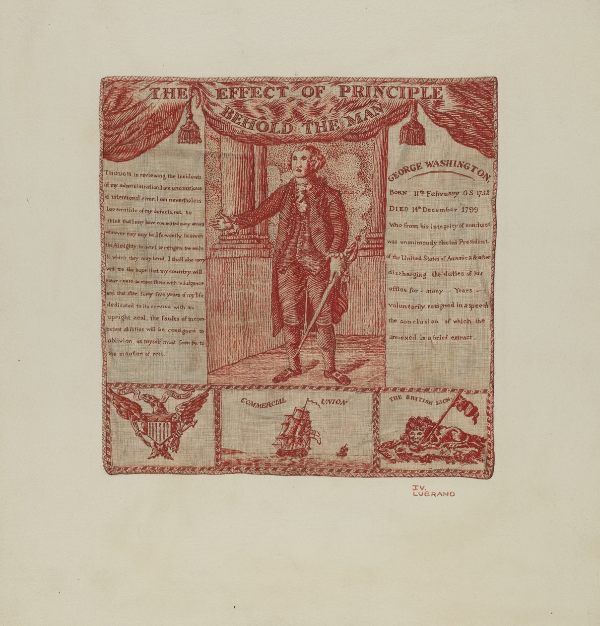 Trykt tekstil av George Washington, ca. 1939. av Joseph Lubrano
