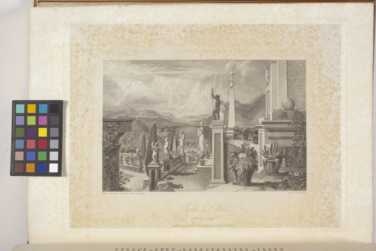 Isola Bella ved Lago Maggiore (gravering på indisk papir, chine collé) av Joseph Mallord William (after) Turner