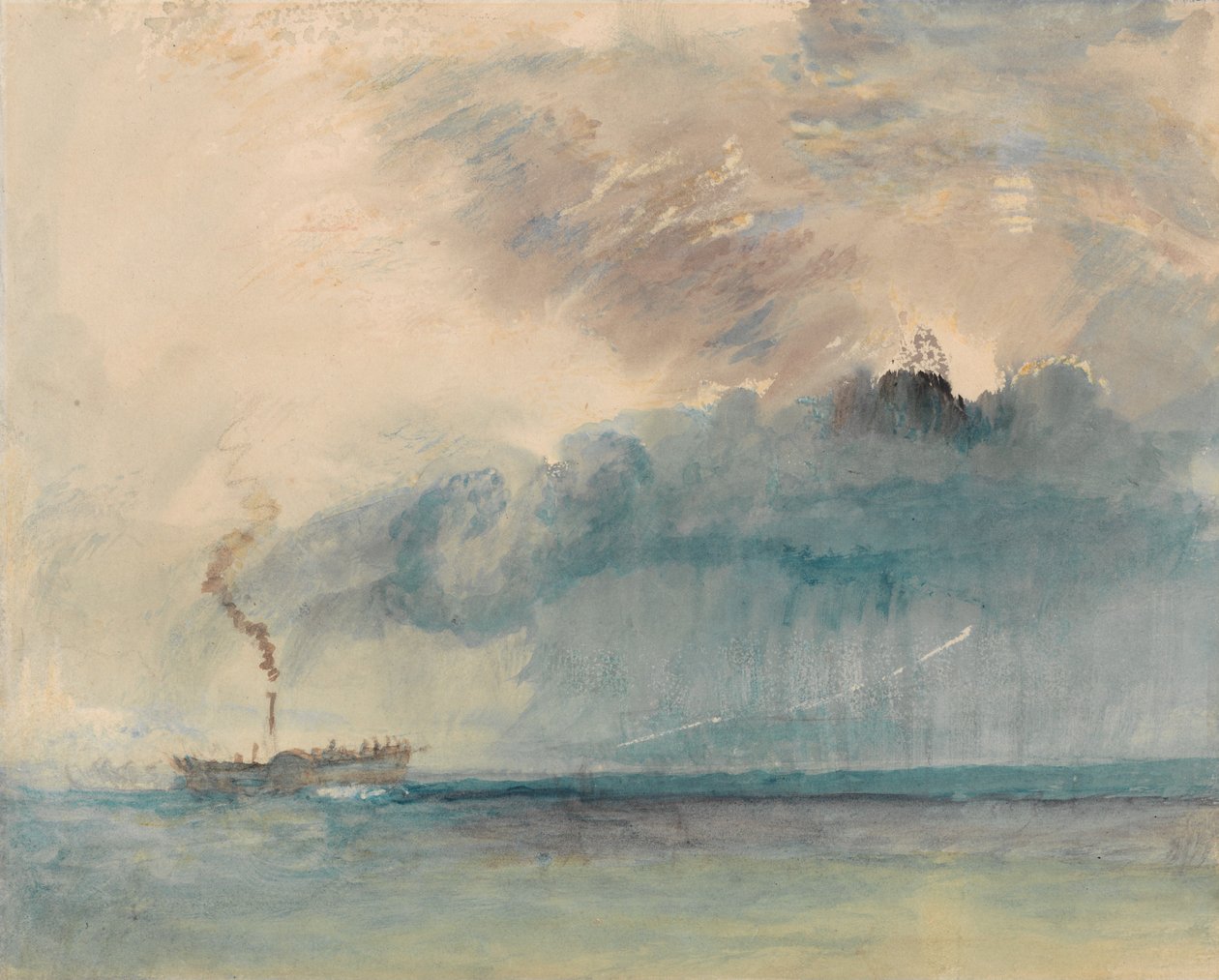 En hjuldamper i storm på Vierwaldstättersjøen av Joseph Mallord William Turner
