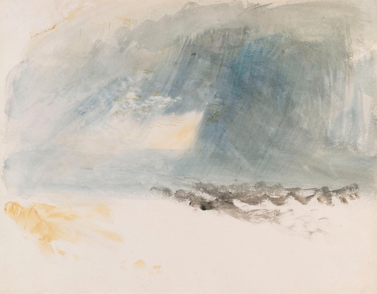 En regnbyge over vann, tradisjonelt kalt Vierwaldstättersjøen av Joseph Mallord William Turner