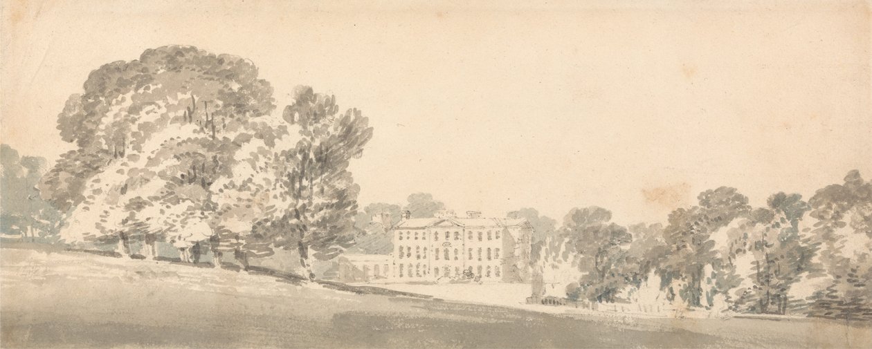 Et treetasjes georgiansk hus i en park av Joseph Mallord William Turner
