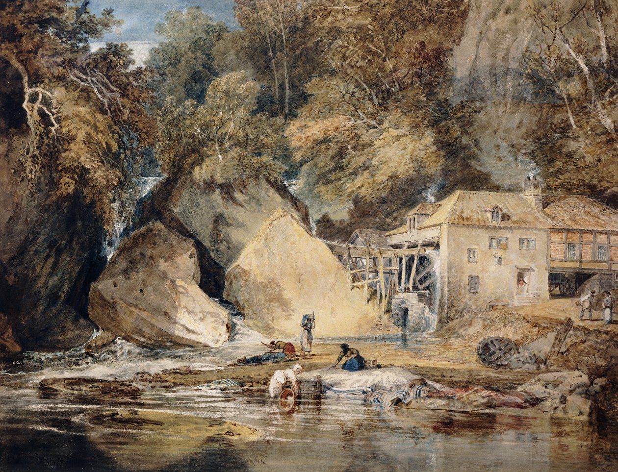 Aberdulais Mill, Glamorganshire, Wales, 1796-97 av Joseph Mallord William Turner