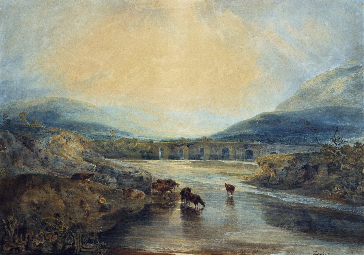 Abergavenny Bridge, Monmouthshire: Rydder opp etter en regnfull dag av Joseph Mallord William Turner