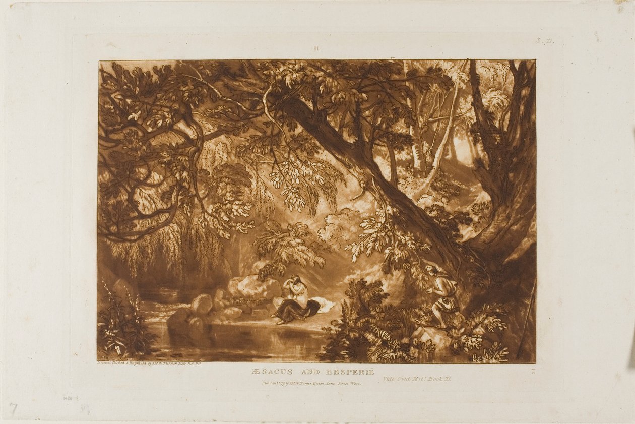 Aesacus og Hesperia, plate 66 fra Studieboken av Joseph Mallord William Turner