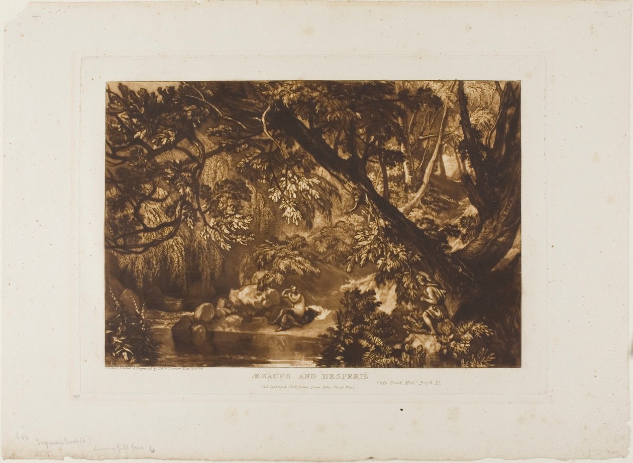 Aesacus og Hesperia, plate 66 fra Studieboken av Joseph Mallord William Turner