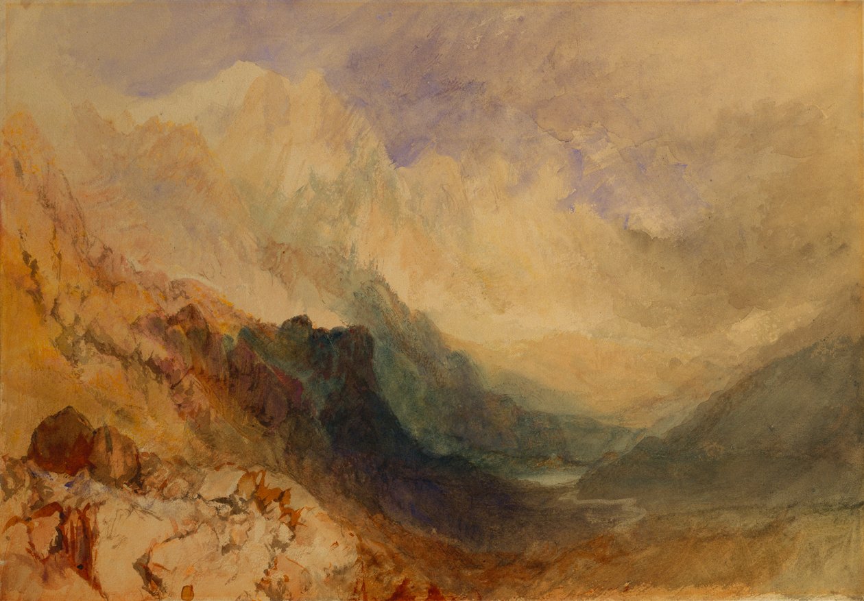 En alpedal, sannsynligvis Val d"Aosta av Joseph Mallord William Turner