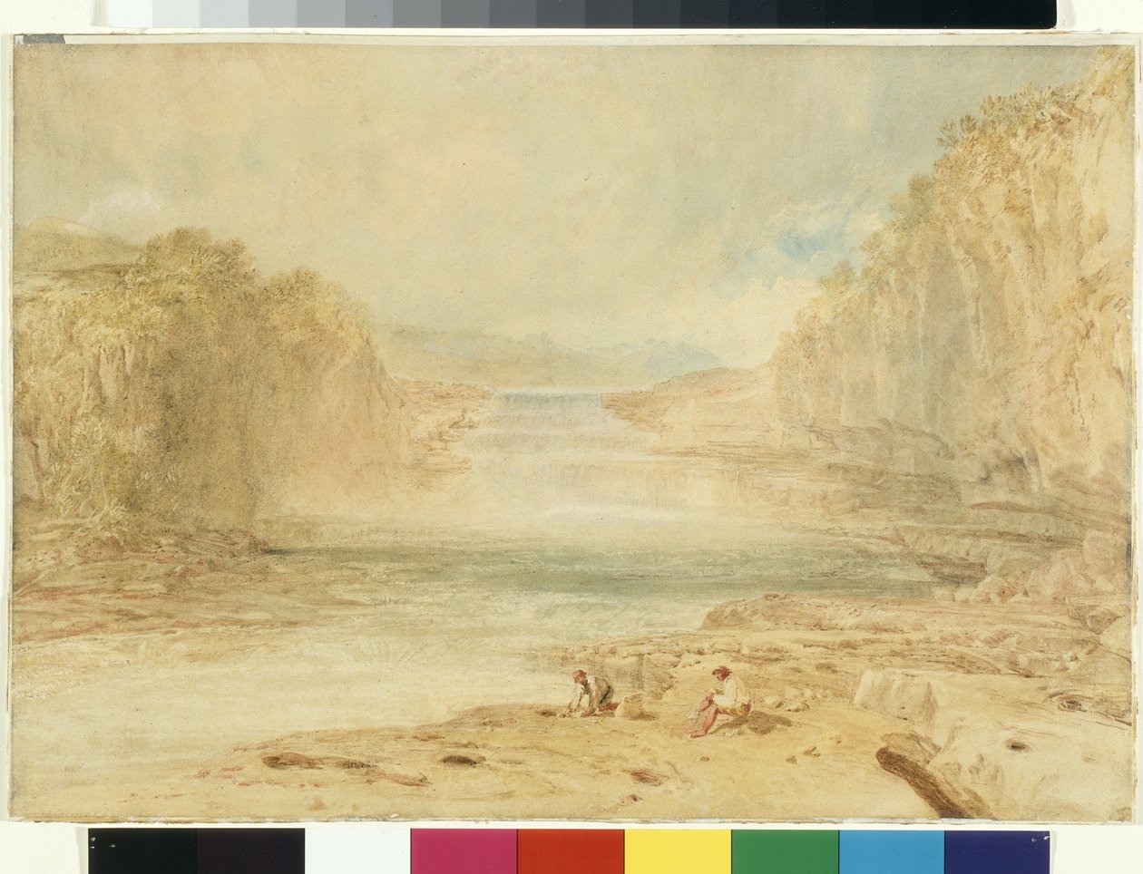 Aysgarth Force, Richmondshire (akvarell over blyant på hvitt papir) av Joseph Mallord William Turner