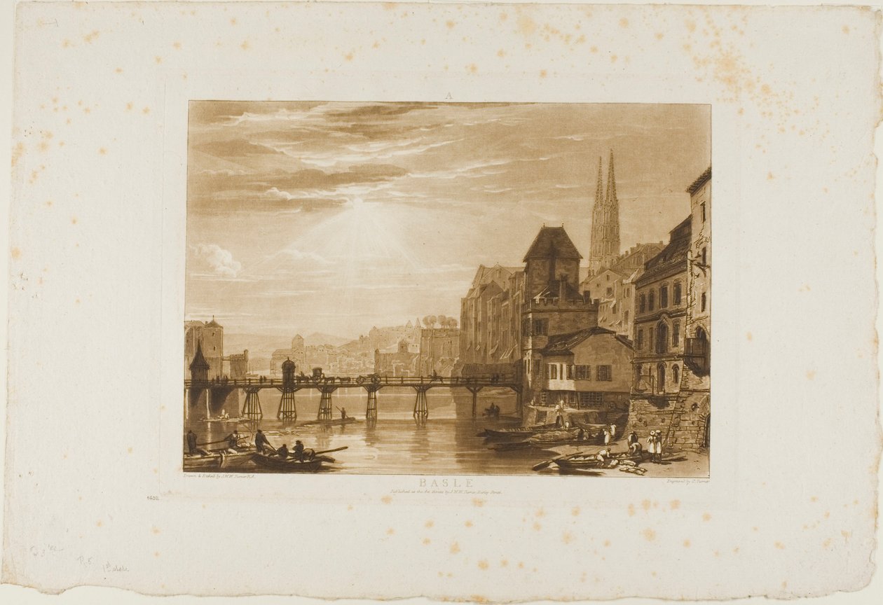 Basel, plate 5 fra Studieboken av Joseph Mallord William Turner