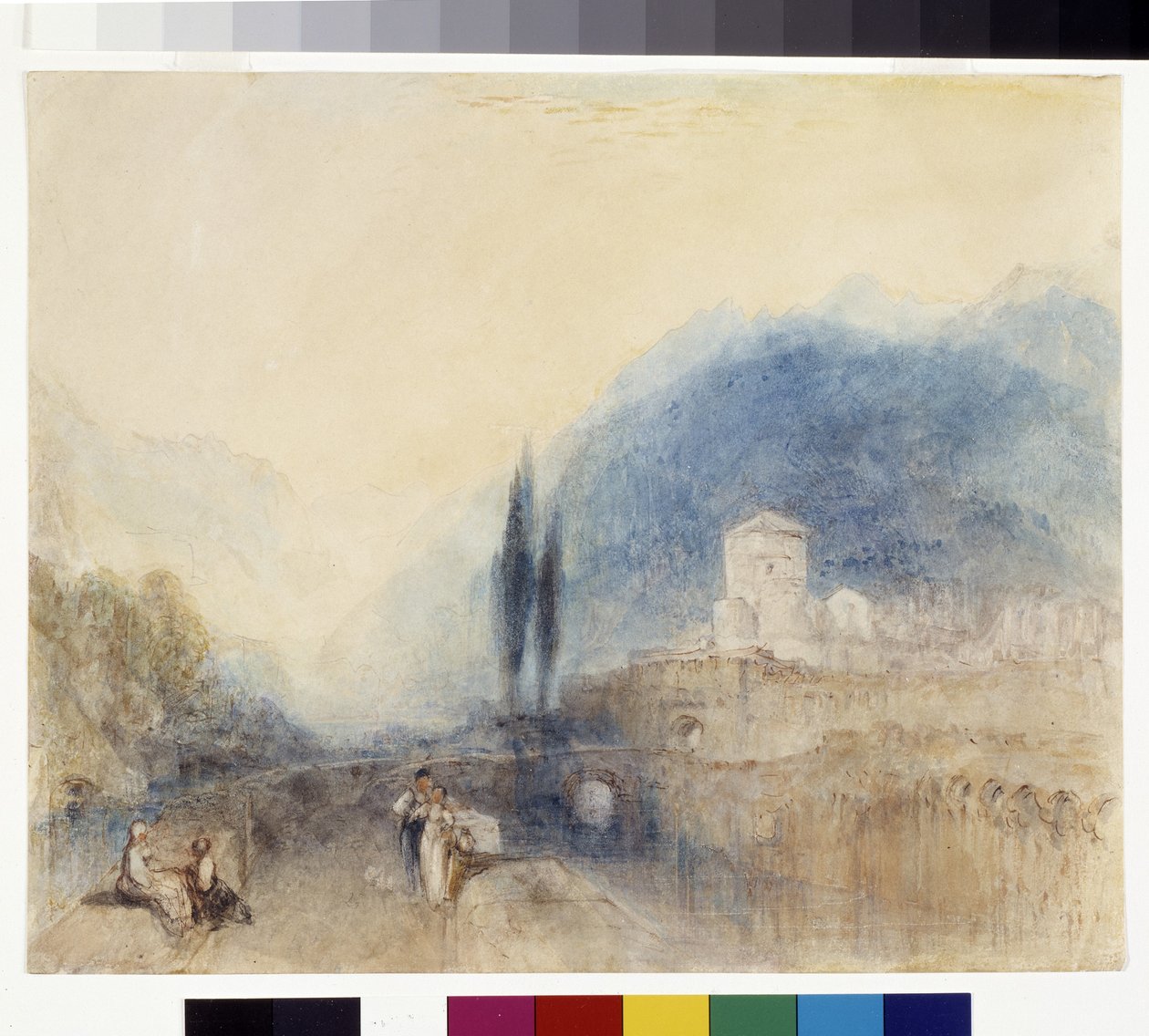 Bellinzona (akvarell med penn og rødt blekk på hvitt papir) av Joseph Mallord William Turner