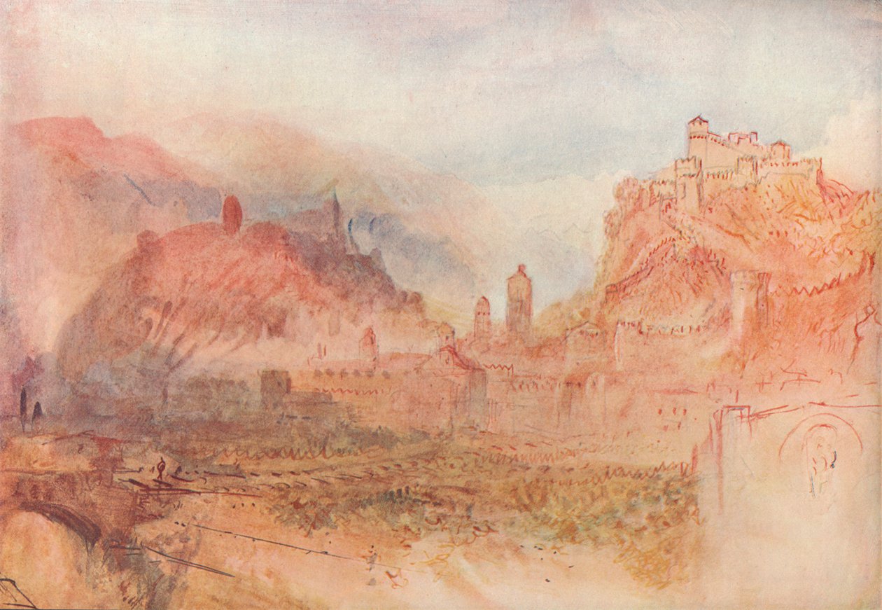 Bellinzona: Fra sør, 1909 av Joseph Mallord William Turner