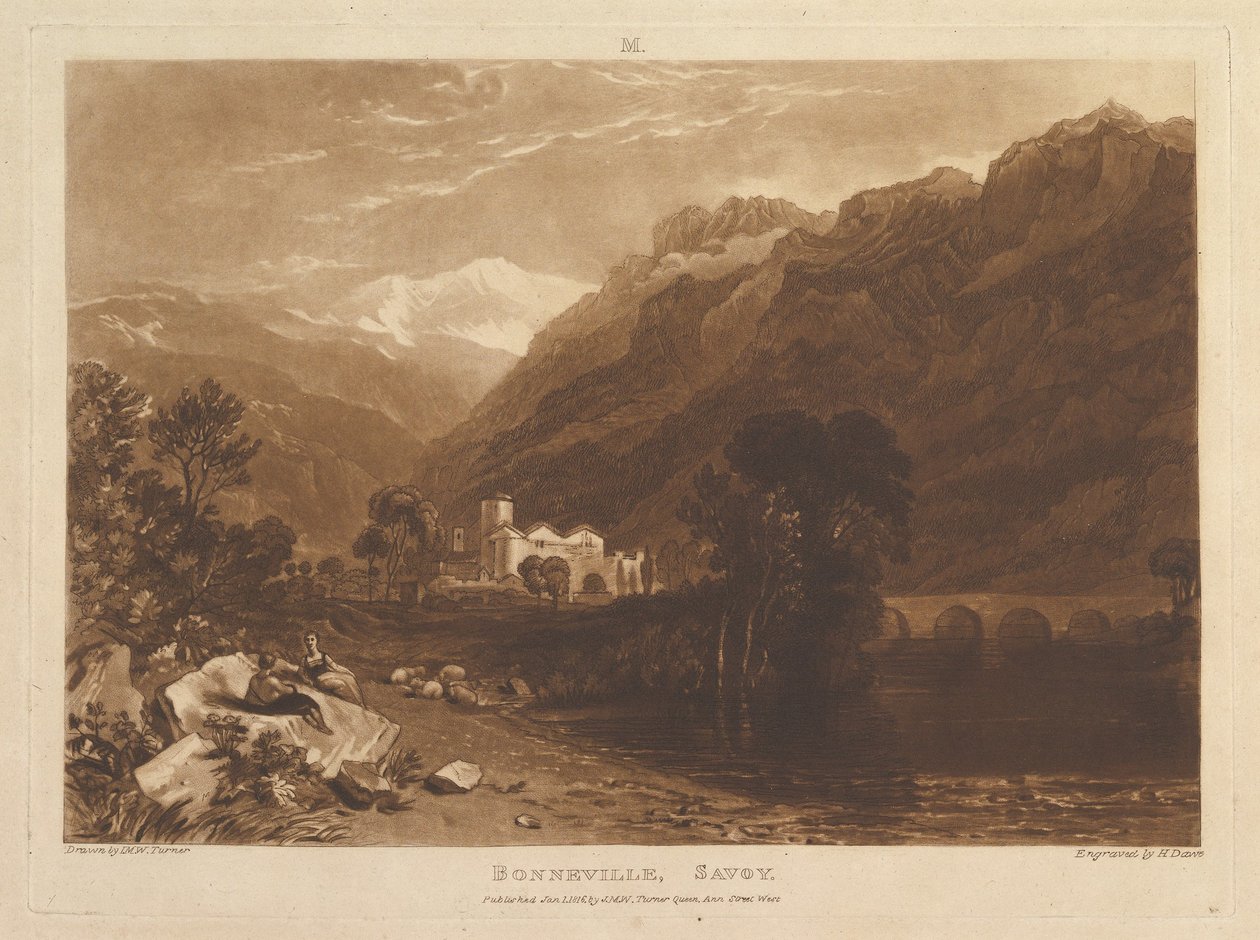 Bonneville, Savoy Liber Studiorum, del XIII, plate 64, 1. januar 1819. av Joseph Mallord William Turner