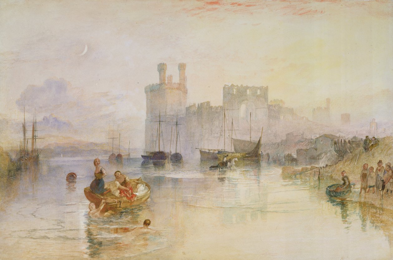 Caernarvon Castle, ca. 1833 (akvarell over grafitt) av Joseph Mallord William Turner