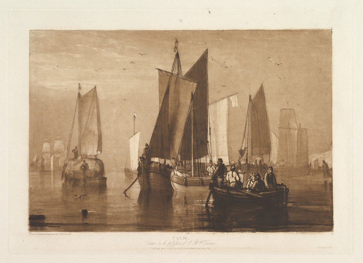 Calm Liber Studiorum, del IX, plate 44, 23. april 1812 av Joseph Mallord William Turner