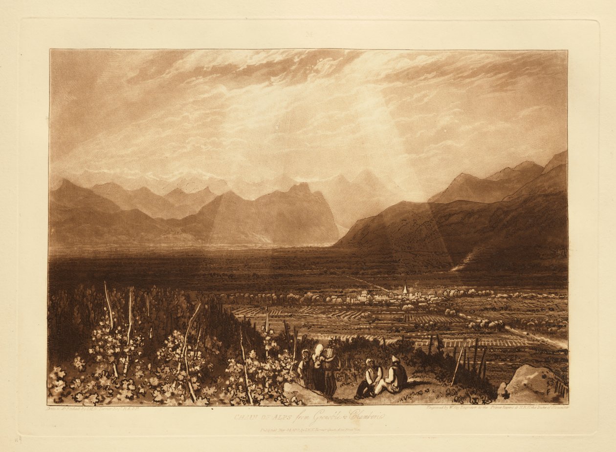 Alpekjede fra Grenoble til Chambéry av Joseph Mallord William Turner