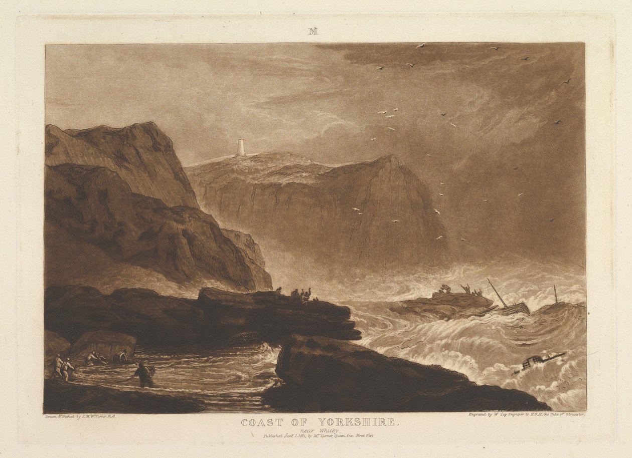 Coast of Yorkshire, nær Whitby Liber Studiorum, del V, plate 24, 1. januar 1811. av Joseph Mallord William Turner