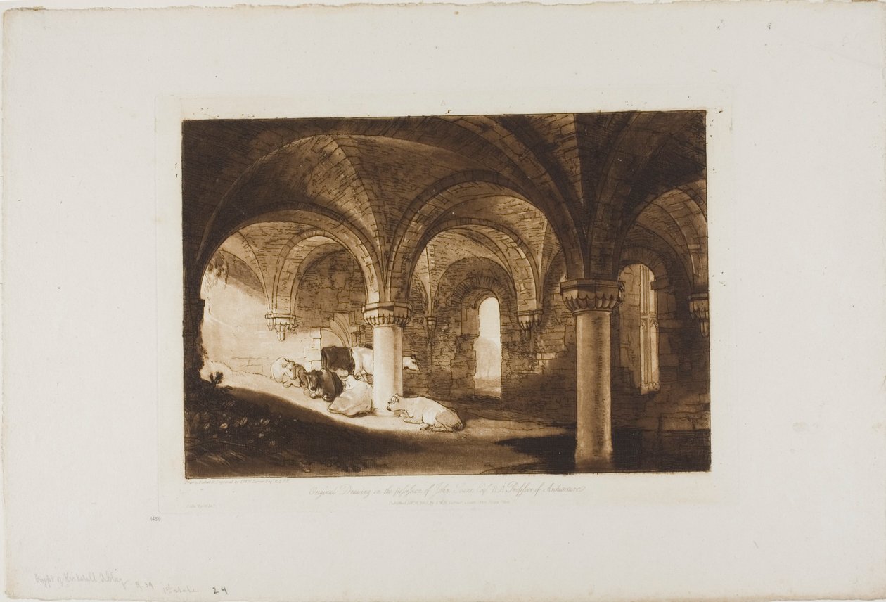Crypt of Kirkstall Abbey, plate 39 fra Liber Studiorum av Joseph Mallord William Turner