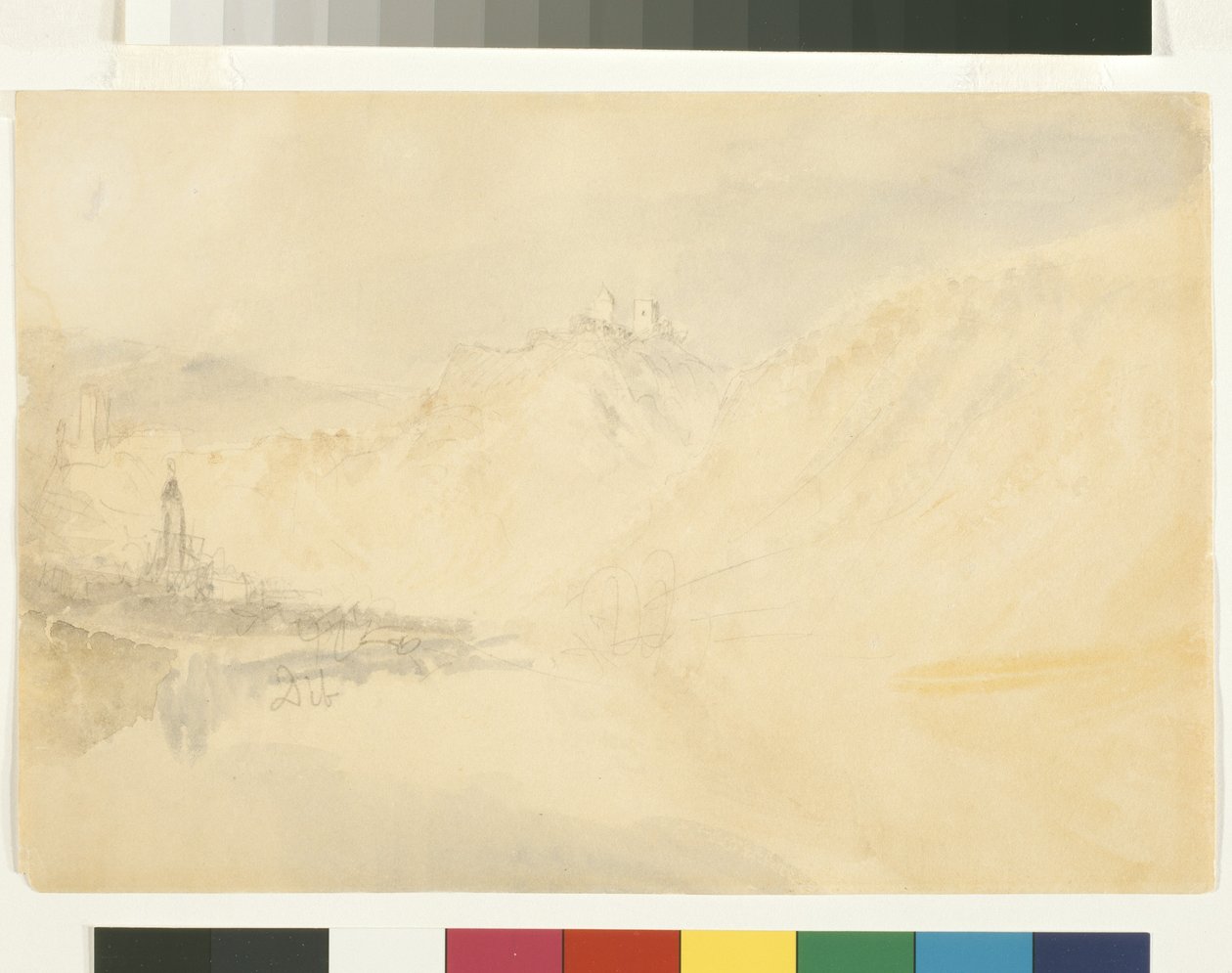 Dieblich On The Mosel (akvarell over blyant på hvitt papir) av Joseph Mallord William Turner