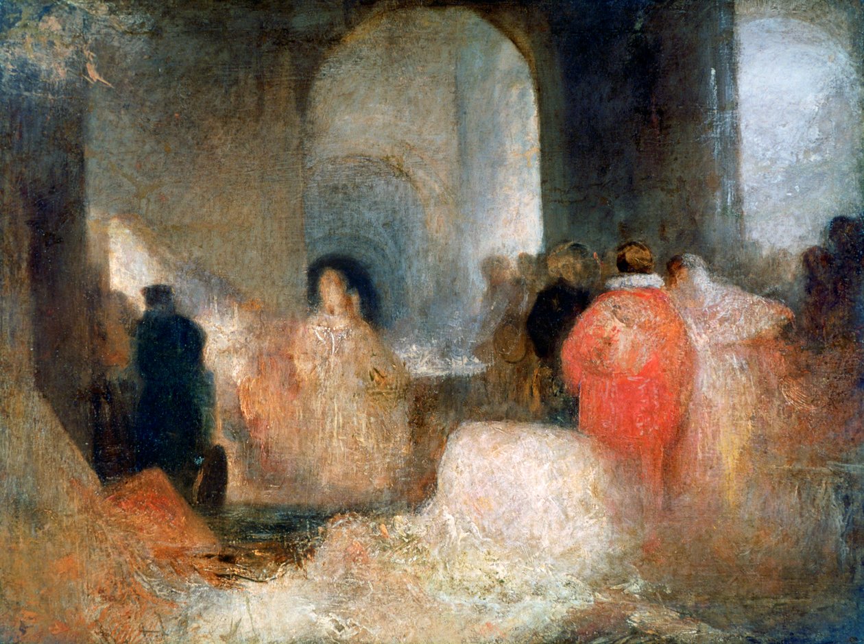 Middag i et flott rom med figurer i kostyme, c1830-1835 av Joseph Mallord William Turner