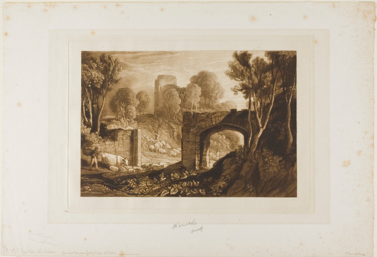 East Gate, Winchelsea, plate 67 fra Liber Studiorum av Joseph Mallord William Turner