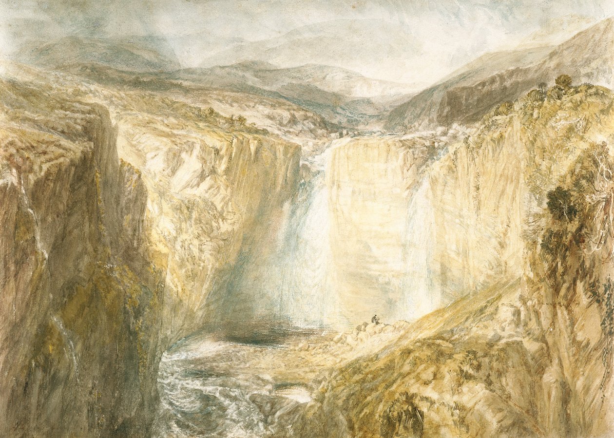 Fall Of The Tees, Yorkshire (akvarell over blyant på off-white vevd papir) av Joseph Mallord William Turner