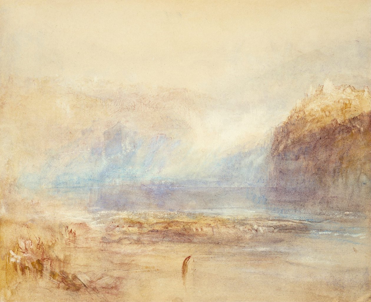 Rhinenfallene ved Schaffhausen - utsikt i det fjerne av Joseph Mallord William Turner