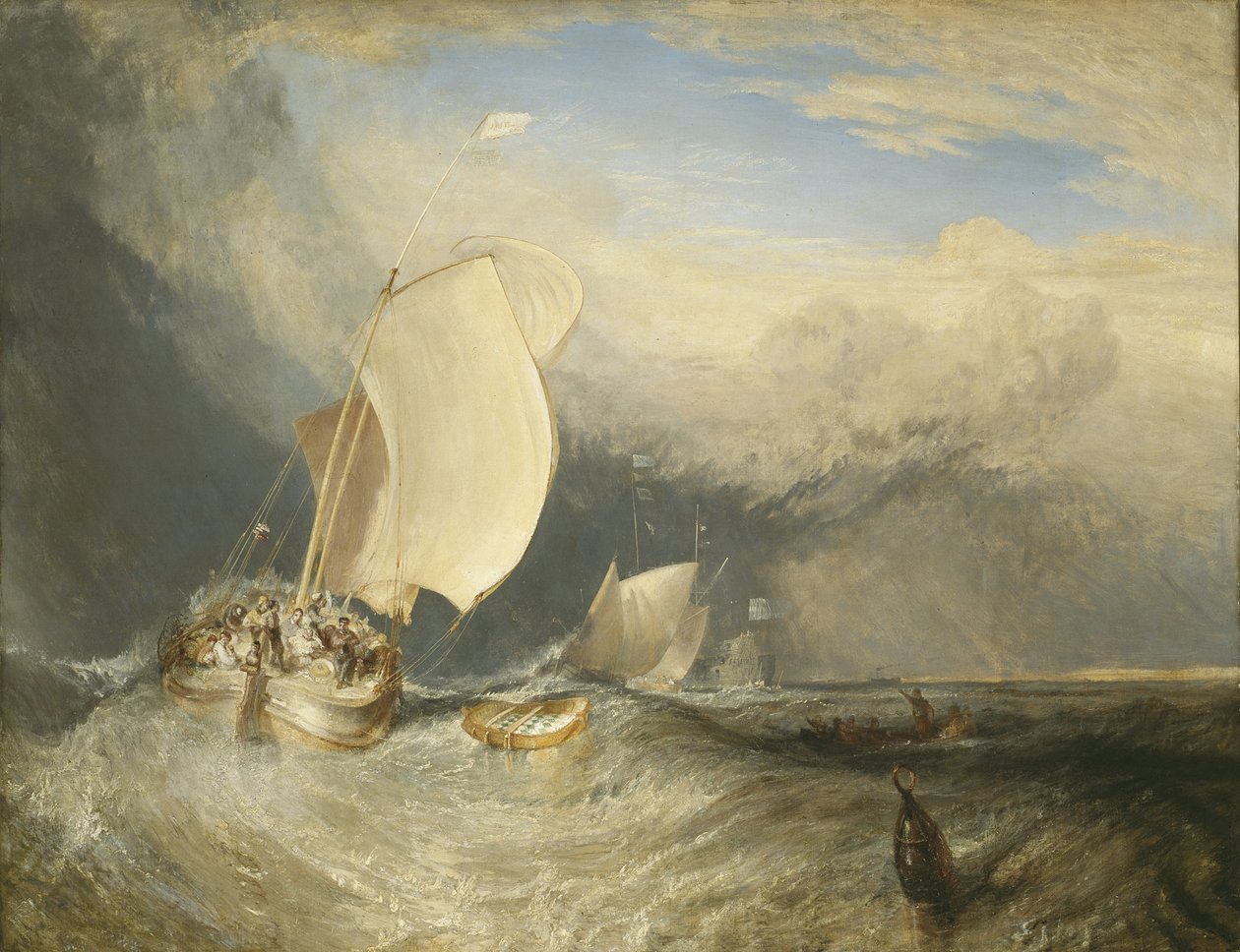 Fiskebåter med Hucksters som forhandler om fisk, 1837-38 av Joseph Mallord William Turner