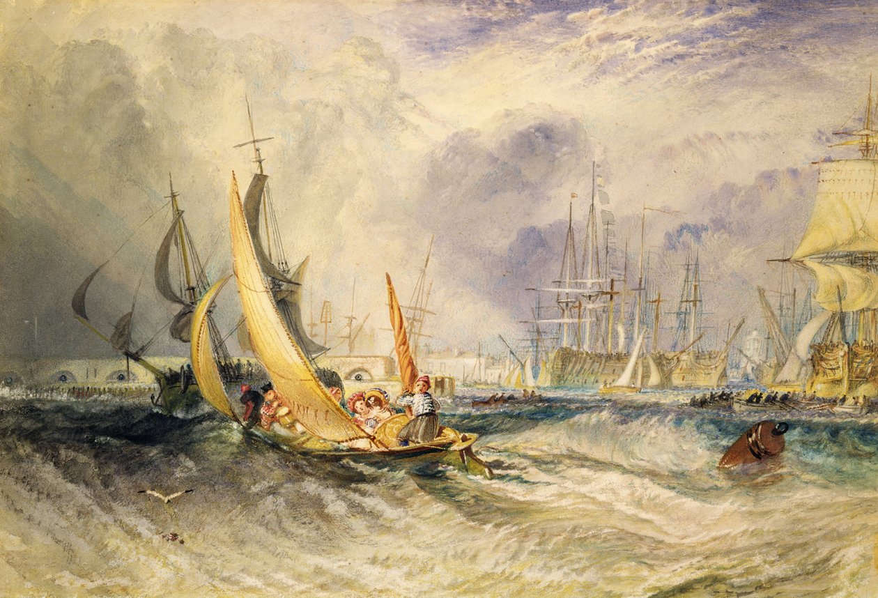 Gosport: Inngangen til Portsmouth Harbor (wc på papir) av Joseph Mallord William Turner