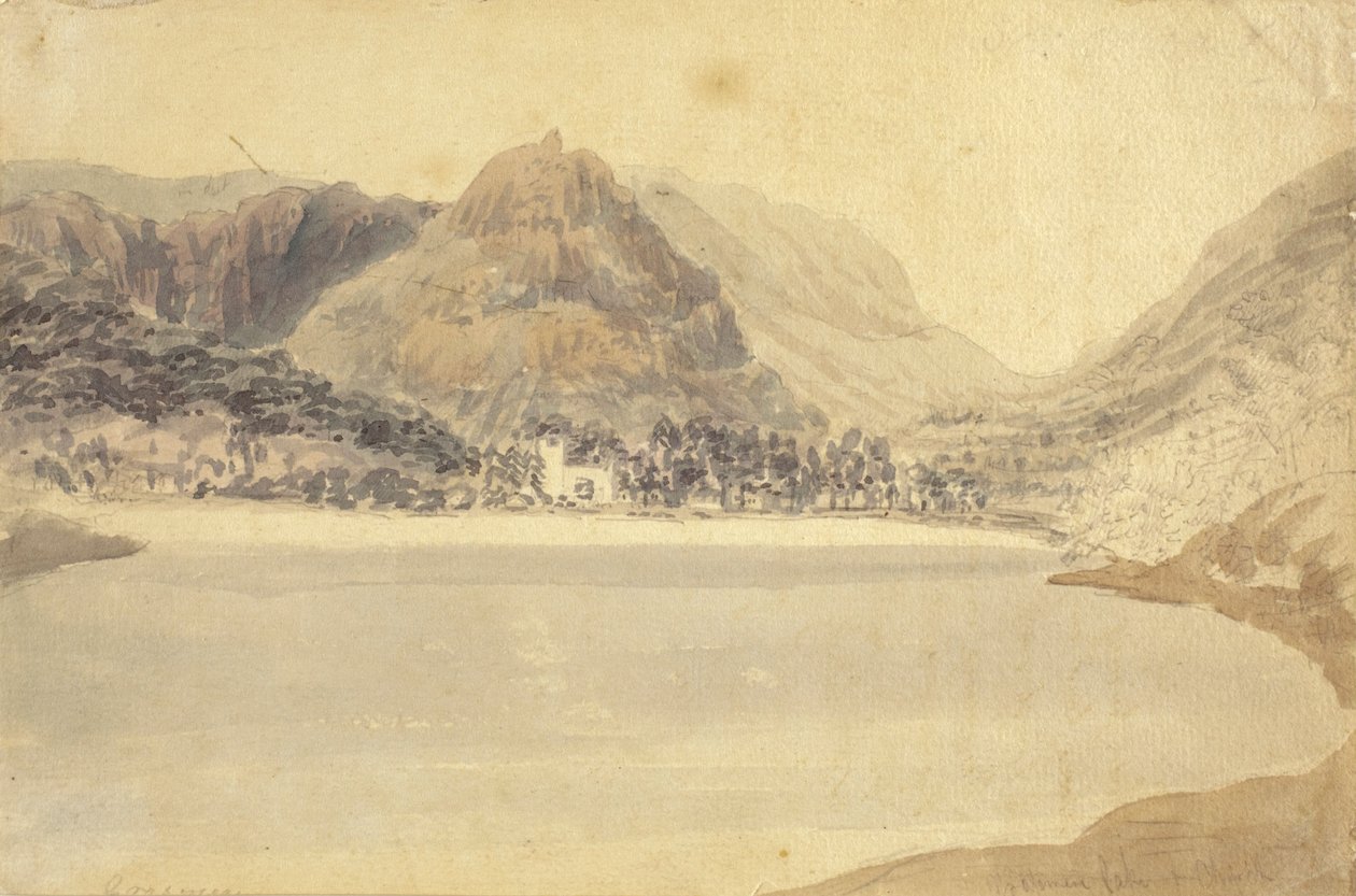 Grasmere-sjøen og kirken av Joseph Mallord William Turner
