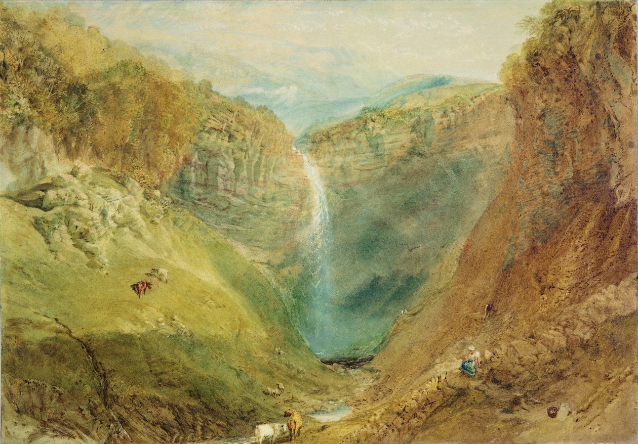 Hardraw Fall, Yorkshire, ca. 1820 av Joseph Mallord William Turner