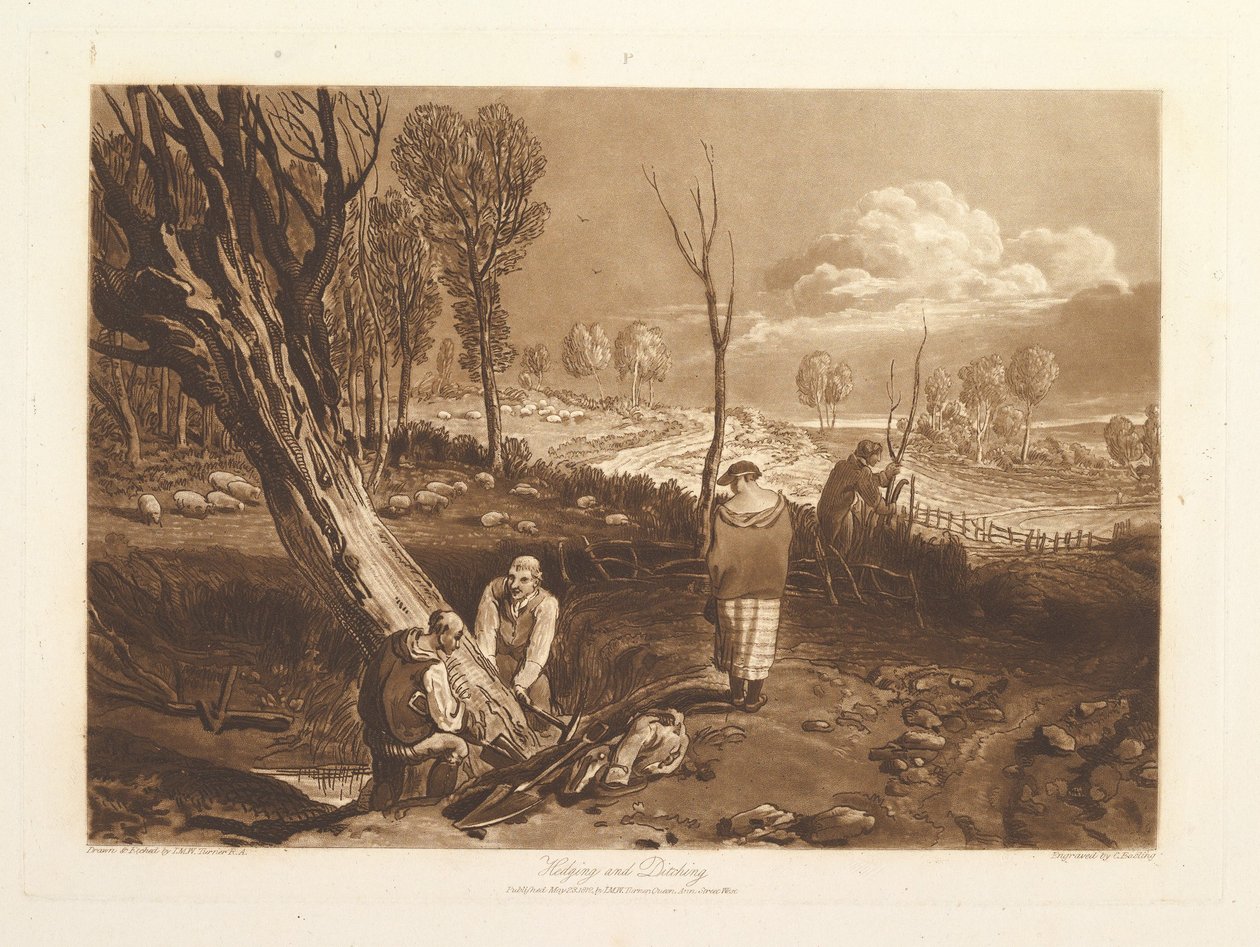 Sikring og grøfting Liber Studiorum, del X, plate 47, 23. mai 1812. av Joseph Mallord William Turner