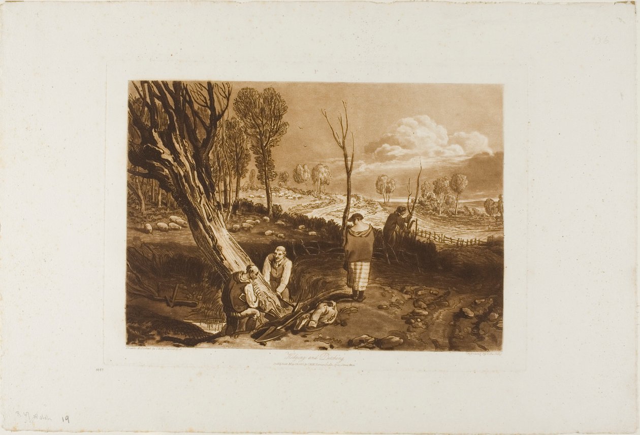 Sikring og grøfting, plate 47 fra Liber Studiorum av Joseph Mallord William Turner