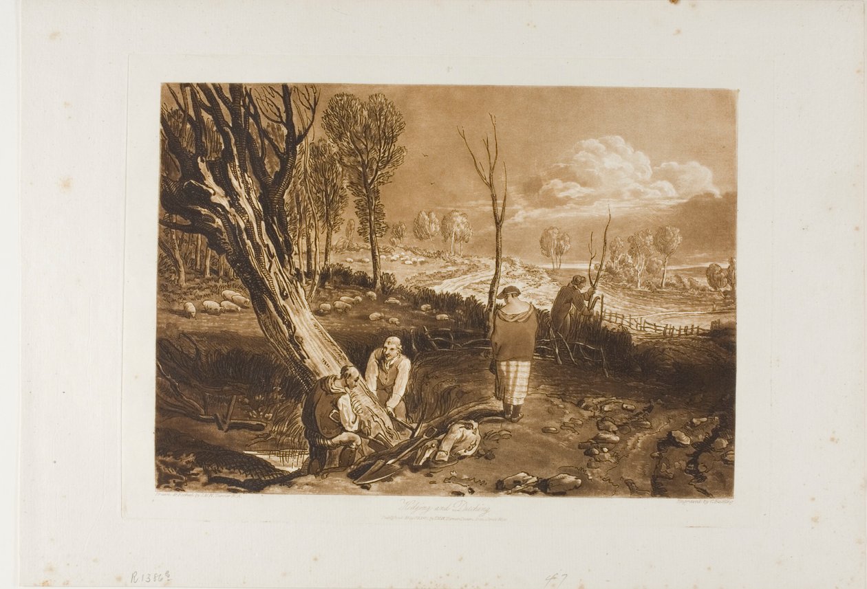Sikring og grøfting, plate 47 fra Liber Studiorum av Joseph Mallord William Turner