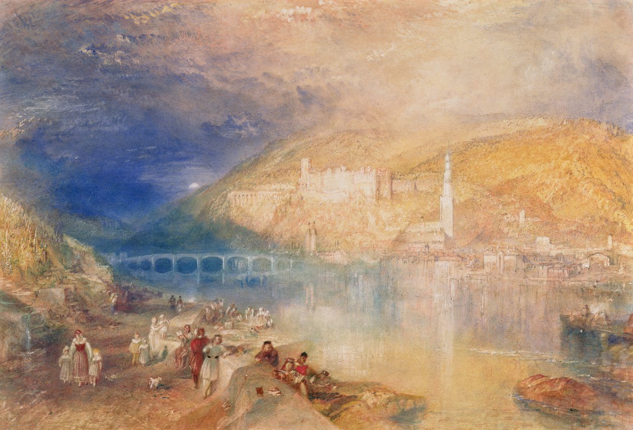 Heidelberg: Solnedgang, ca. 1840-42 (akvarell og kroppsfarge på papir) av Joseph Mallord William Turner