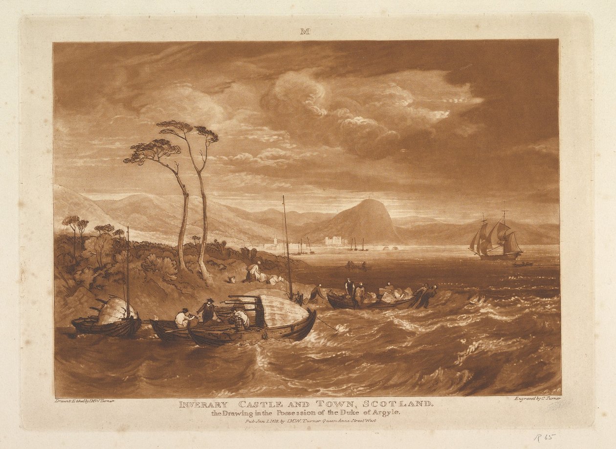 Inverary Castle and Town, Skottland Liber Studiorum, del XIII, plate 65, 1. januar 1816. av Joseph Mallord William Turner
