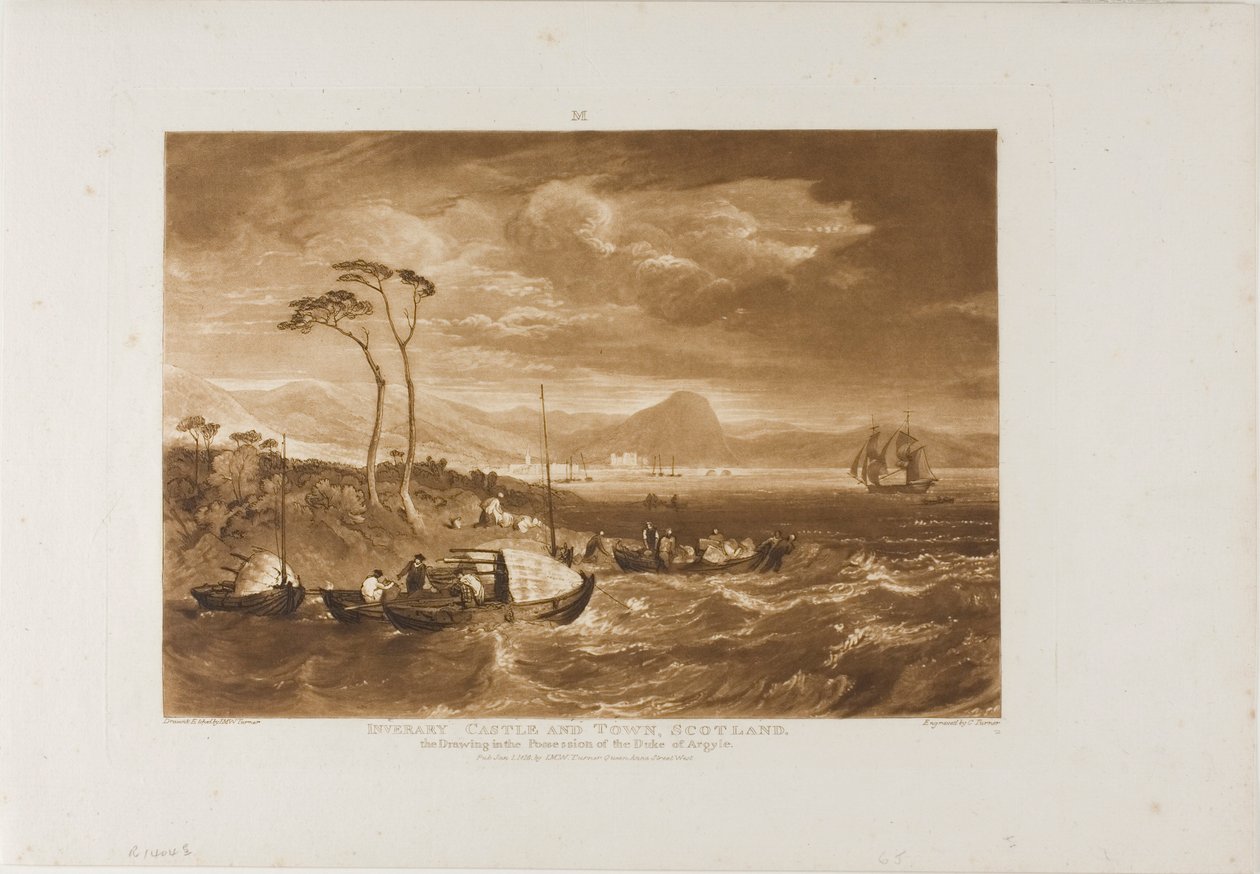 Inveraray Castle and Town, plate 65 fra Liber Studiorum av Joseph Mallord William Turner