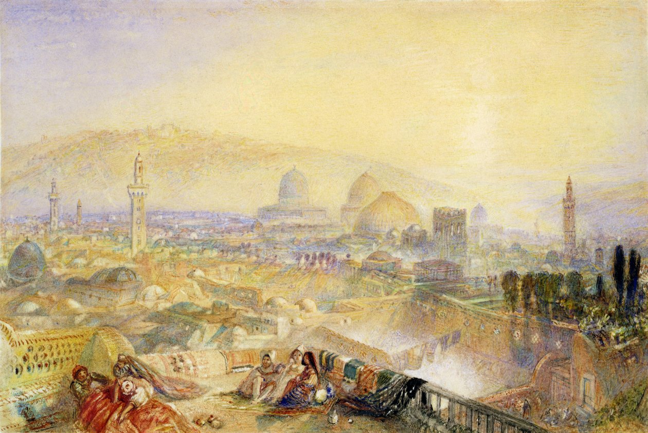 Jerusalem fra det latinske klosteret (wc på papir) av Joseph Mallord William Turner