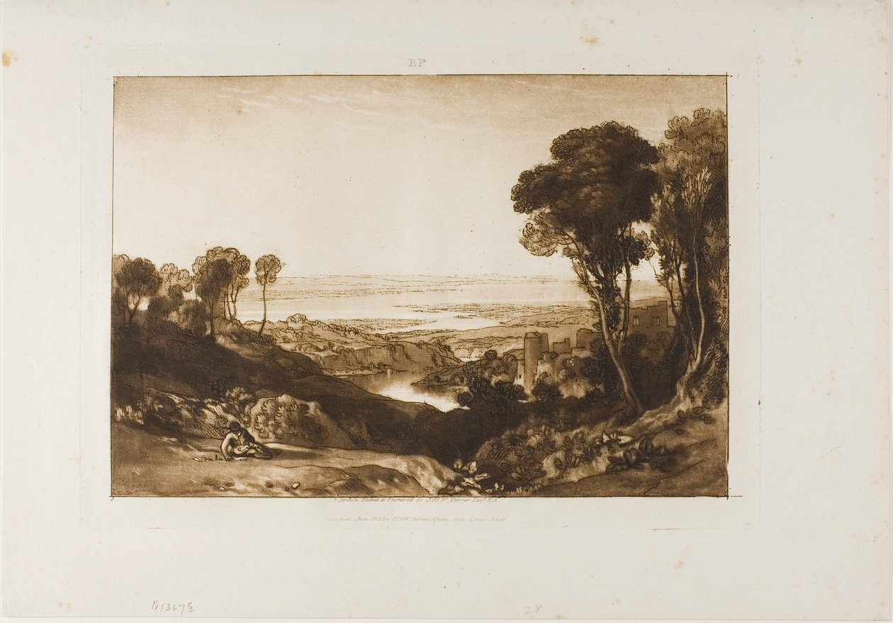 Krysset mellom Severn og Wye, plate 28 fra Liber Studiorum av Joseph Mallord William Turner