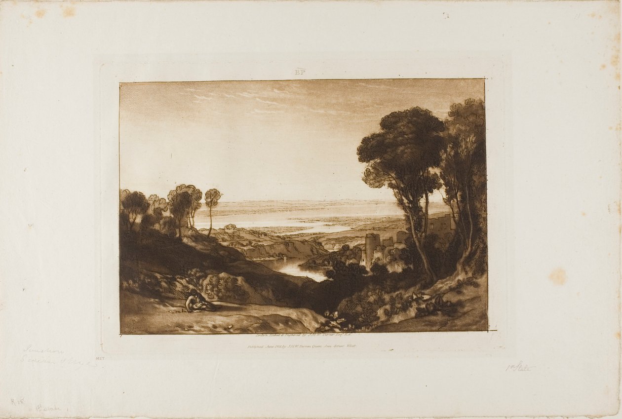 Krysset mellom Severn og Wye, plate 28 fra Liber Studiorum av Joseph Mallord William Turner