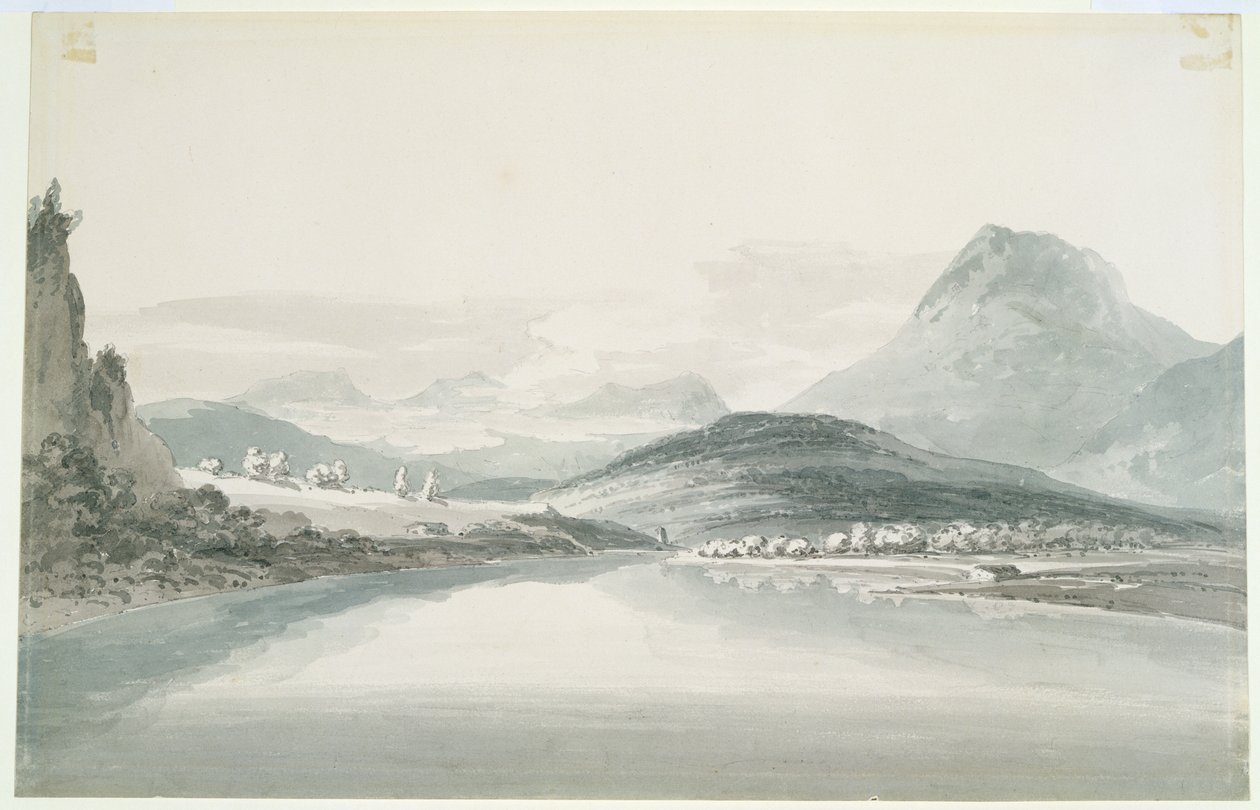 Lake of Klontal, etter John Robert Cozens (1752-99) (blyant og akvarell på papir) av Joseph Mallord William Turner