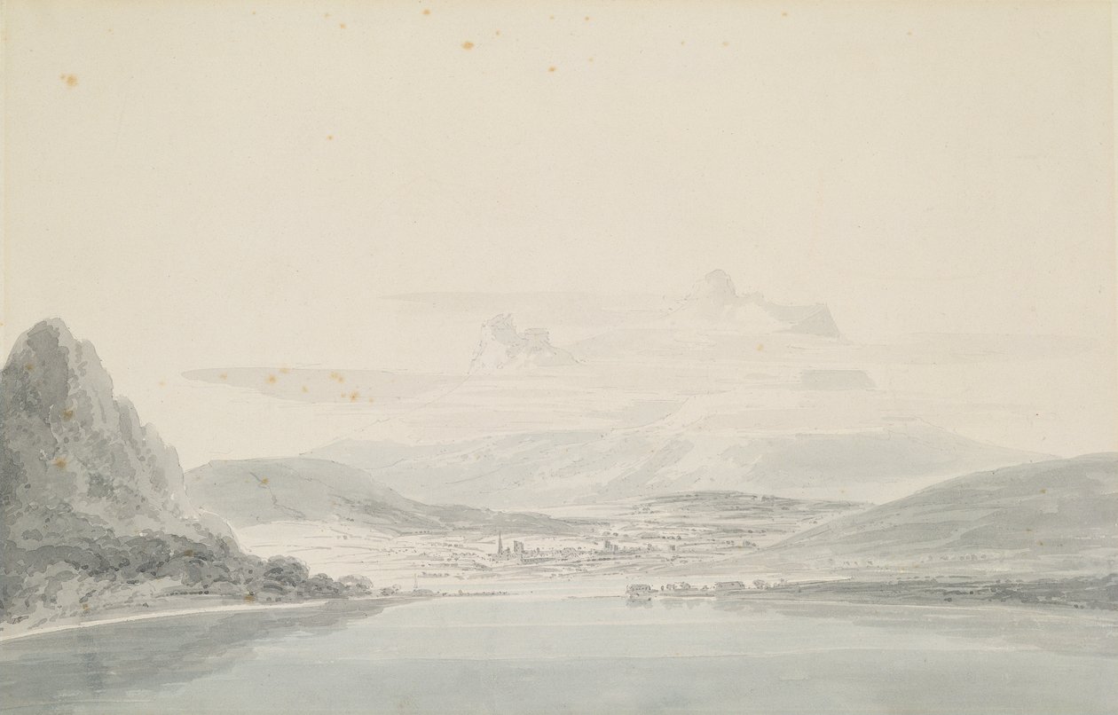 Landskap, etter John Robert Cozens (1752-99) (blyant og akvarell på papir) av Joseph Mallord William Turner