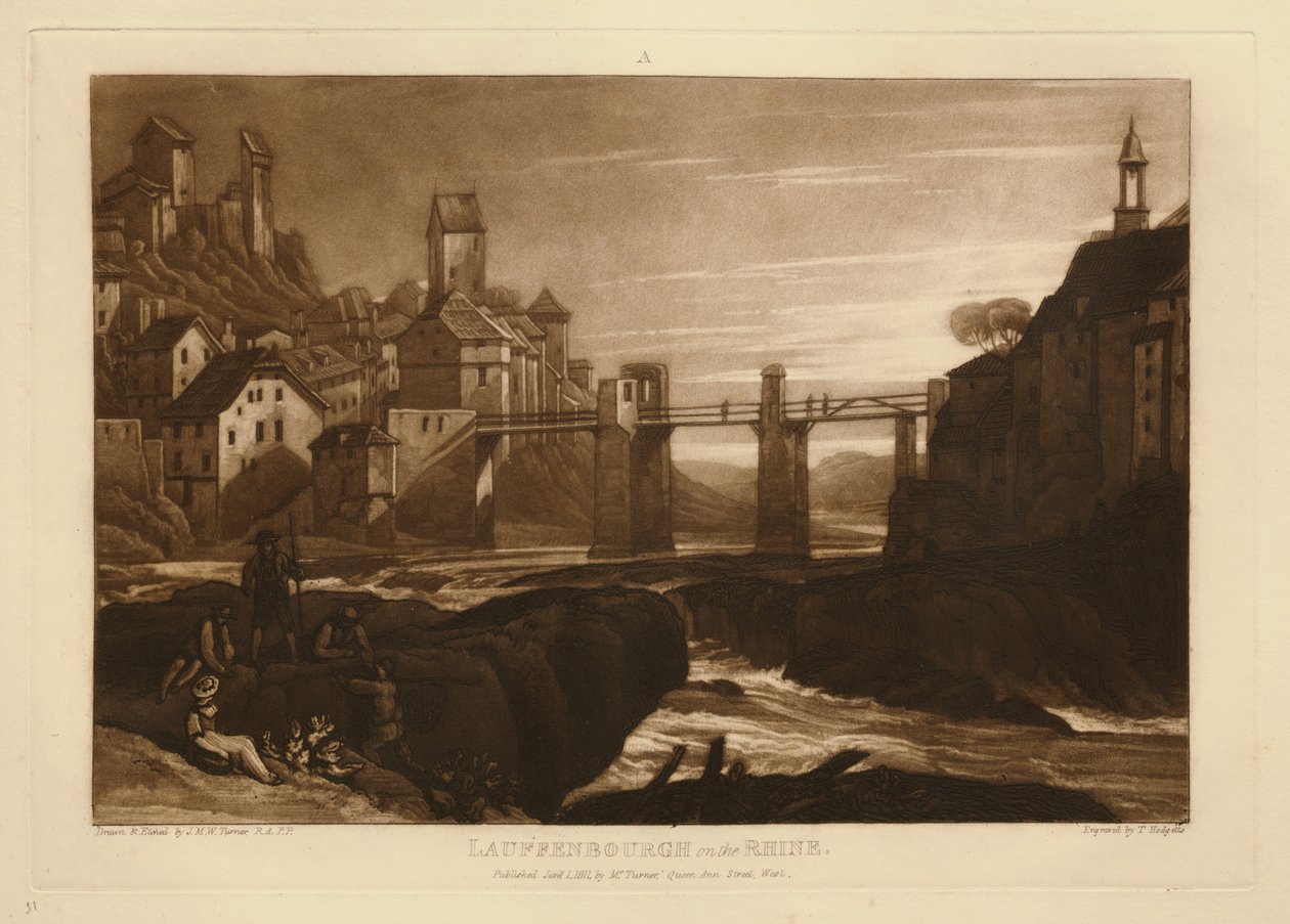 Laufenburg ved Rhinen av Joseph Mallord William Turner