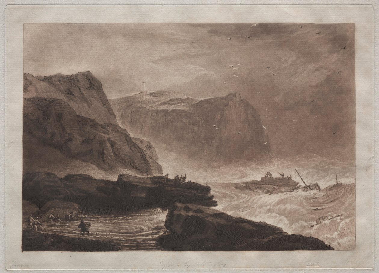 Liber Studiorum: Coast of Yorkshire, nær Whitby. av Joseph Mallord William Turner