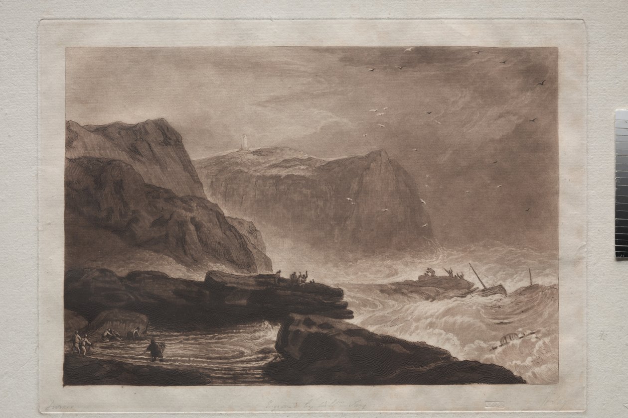 Liber Studiorum: Coast of Yorkshire, nær Whitby, ca. 1807-19 av Joseph Mallord William Turner