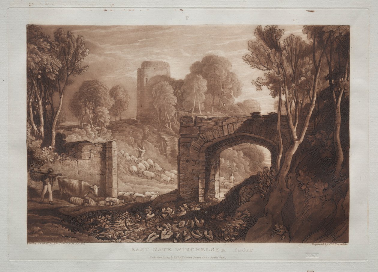 Liber Studiorum: East Gate, Winchelsea, Sussex. av Joseph Mallord William Turner